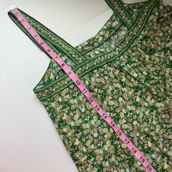 Max Studio Maxi Dress Womens Large Green Floral Strapless Cotton Rayon Blend - Picture 11 of 12